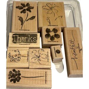 Stampin Up! Heartfelt Thanks Two-Step Rubber Stamp Set Of 10 With Floral & Senti
